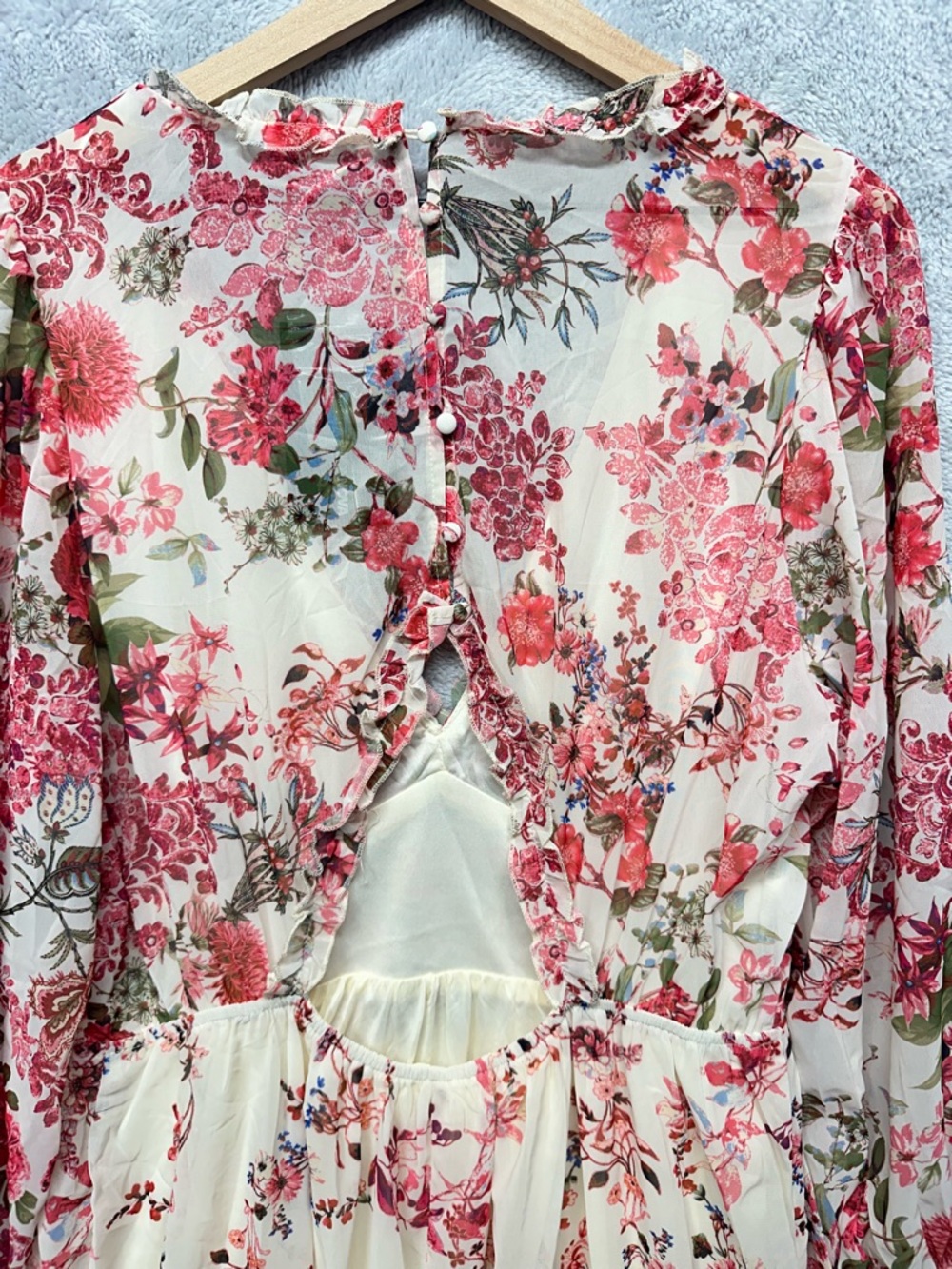 Fashion Nova Dear Dolly Floral Ruffle Mini Dress 2X Pink Boho Cottagecore NWT - Picture 5 of 11